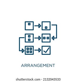 arrangement icon. Thin linear arrangement outline icon isolated on white background. Line vector arrangement sign, symbol for web and mobile