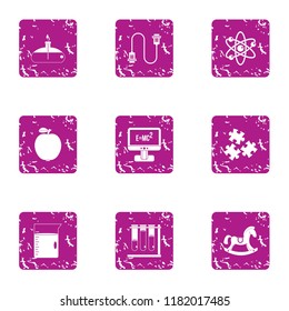 Arrangement icons set. Grunge set of 9 arrangement vector icons for web isolated on white background