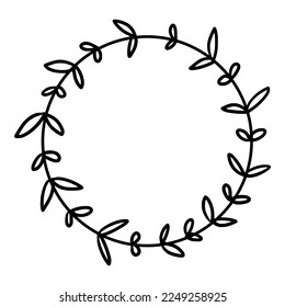 disposición de las hojas como marco de círculo ilustración dibujada a mano para el adorno y la decoración de la invitación a la boda