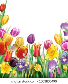 Arrangement with multicolor tulips flowers