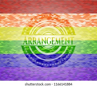 Arrangement on mosaic background with the colors of the LGBT flag