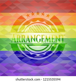 Arrangement on mosaic background with the colors of the LGBT flag