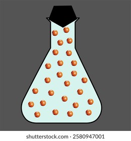 arrangement of particles in gas matter in a conical flask chemistry illustration educational poster printable