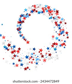 An arrangement of red, white, and blue stars creating a circular motion, evoking a sense of unity and celebration.