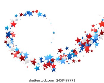 An arrangement of red, white, and blue stars creating a circular motion, evoking a sense of unity and celebration.