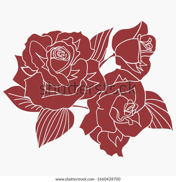 Arrangement Roses Silhouette Color Stock Vector (Royalty Free ...