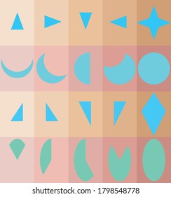 The arrangement of several geometric shapes as a constituent of a new geometric form as a learning medium for children. Suitable for making tamplate or children's study sheet