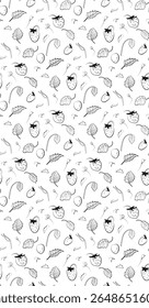Arrangement with strawberries, flowers and leaves for printing on clothes, websites, presentations, postcards.