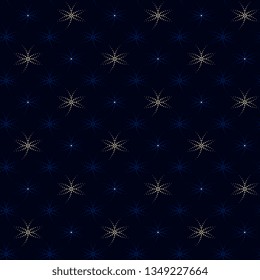 Arrangement of tiny butterfly flowers and pretty diamonds. Folk floral motif japan wave pattern. Soft light luminous navy blue melange texture. Elegant print block for apparel textile, fabric, garment