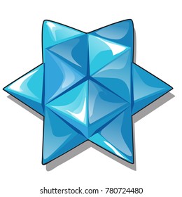 Arrangement of triangular pieces of ice in the form of hexagonal stars isolated on white background. Vector cartoon close-up illustration.