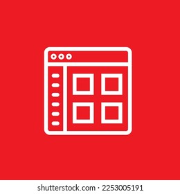 Arranges content window line icons. Graphic resource template, vector illustration.