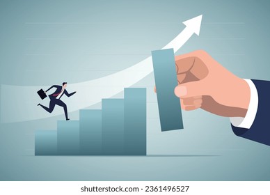 Arranging block stacking as step stair to grow up. Business support concept.