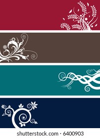 An array of abstract floral web banners in assorted colors