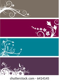 An array of abstract floral web banners in assorted colors