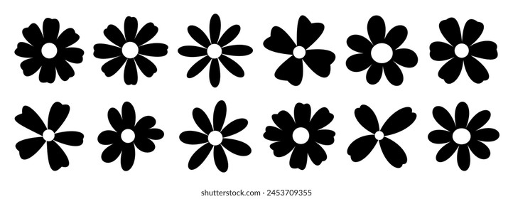 An array of black floral silhouettes stands out with simplistic elegance on a clean white background, creating a timeless design.