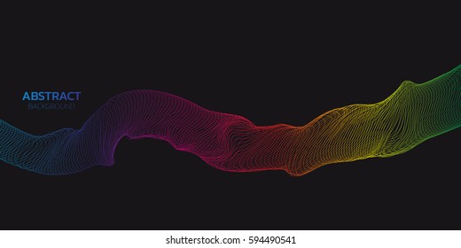 Array with colorful dynamic particles. Abstract 3d rainbow figure Background. Composition of dots.Vector illustration