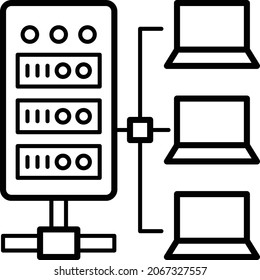 Konzeption von Array-Datenbankmanagementsystemen, Lastenausgleich Vektor Icon Design, Big Data Symbol, Business Intelligence Sign, Web Hosting und Data Center Stock Illustration