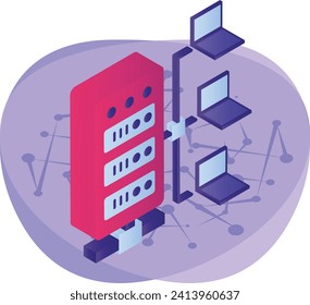 Array database management systems isometric Concept, load balancing Vector Icon Design, Big data Symbol, Business intelligence Sign,Web hosting and Data Center Stock Illustration