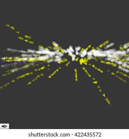 Array with Dynamic Emitted Particles. Abstract Background. Composition with Motion Effect. Vector Illustration. 
