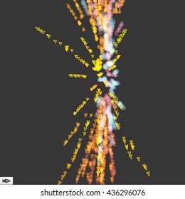 Array with Dynamic Emitted Particles. Abstract Background. Bokeh Effect. Motion Vector Illustration. 