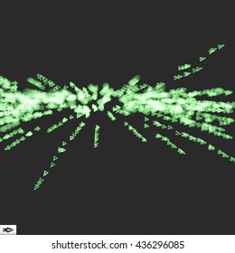 Array with Dynamic Emitted Particles. Abstract Background. Vector Illustration. Bokeh Effect.