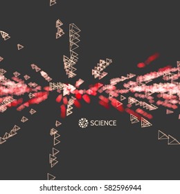 Array with Dynamic Emitted Particles. Abstract Background. Bokeh Effect. Motion Vector Illustration.