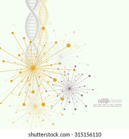 Array with dynamic emitted particles, dot. Node molecule structure. 