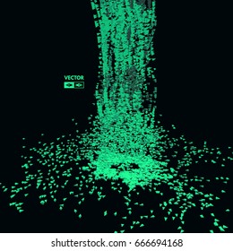Array with dynamic emitted particles. Futuristic design. Abstract background. Vector illustration. 