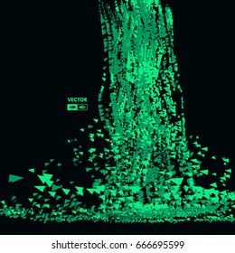 Array with dynamic emitted particles. Futuristic design. Abstract background. Vector illustration. 
