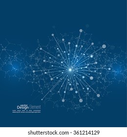 Array with dynamic emitted particles. Node molecule structure. 