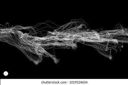 Array with Dynamic Emitted Particles. Water Splash Imitation. Abstract Background. Vector Illustration. 