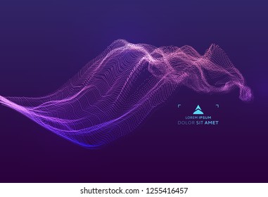 Array with dynamic emitted particles. Water splash imitation. Abstract background. Vector illustration.