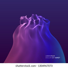 Array with dynamic emitted particles. Water splash imitation. Abstract background. Vector illustration.