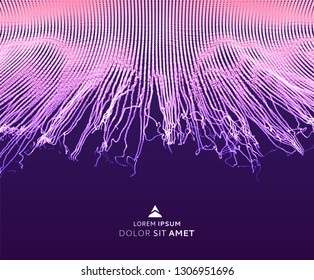 Array with dynamic emitted particles. Water splash imitation. Abstract background. Vector illustration.