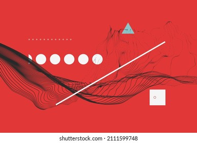 Array with dynamic emitted particles. Water splash imitation. Abstract background. Vector illustration.