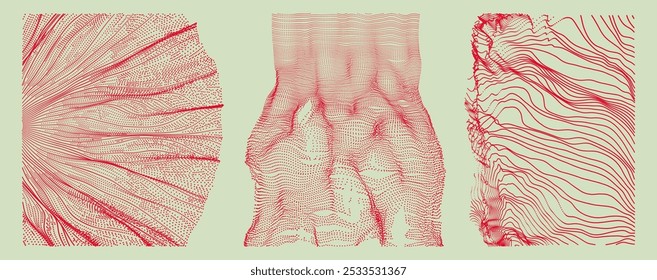 Matriz con partículas emitidas dinámicas. Imitación de salpicaduras de agua. Antecedentes Abstractas. Plantilla de diseño de la cubierta. Big data. Ilustración 3D para folleto, póster, presentación, volante o Anuncio.