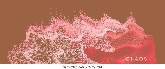 Array with dynamic emitted particles. Water splash imitation. Abstract dackground. Vector illustration. Design for banner, flyer, poster, cover or brochure.