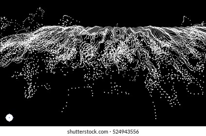 Matriz com Partículas Emitidas Dinâmicas. Imitação de respingos de água. Resumo do histórico. Ilustração de vetor. 