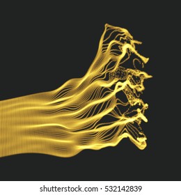 Array with Dynamic Emitted Particles. Water Splash Imitation. Abstract Background. Vector Illustration.