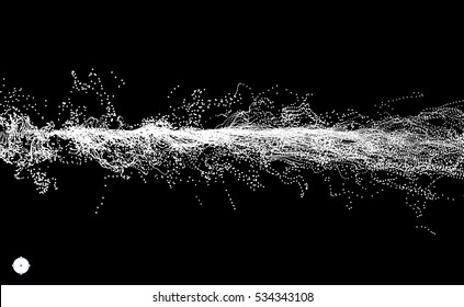 Array with Dynamic Emitted Particles. Water Splash Imitation. Abstract Background. Vector Illustration. 