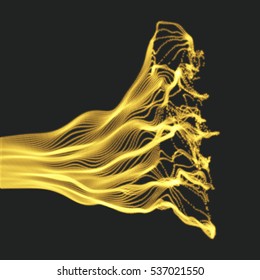 Array with Dynamic Emitted Particles. Water Splash Imitation. Abstract Background. Vector Illustration. 