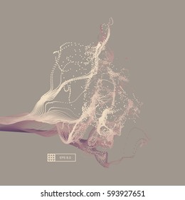 Array with Dynamic Emitted Particles. Water Splash Imitation. Abstract Background. Vector Illustration. 