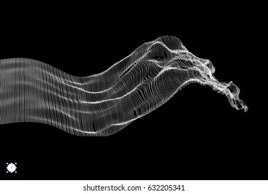 Array with Dynamic Emitted Particles. Water Splash Imitation. Abstract Background. Vector Illustration. 