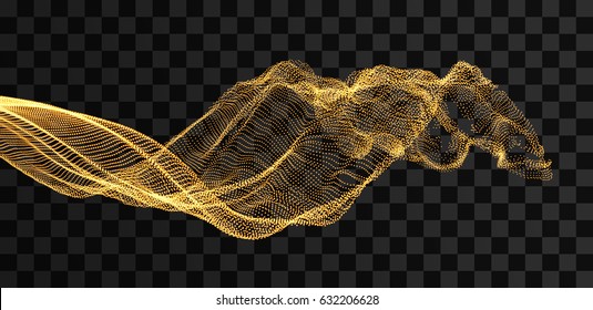 Array with dynamic emitted particles. Water splash imitation. Abstract background. Vector illustration.