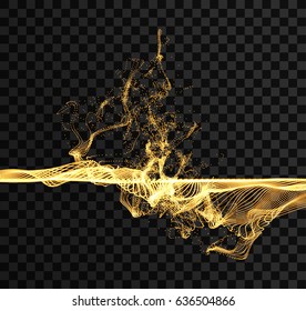 Array with dynamic emitted particles. Water splash imitation. Abstract background. Vector illustration.