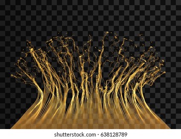 Array with dynamic emitted particles. Water splash imitation. Abstract background. Vector illustration.