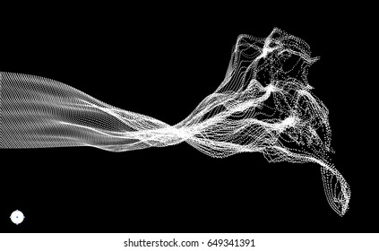 Array with Dynamic Emitted Particles. Water Splash Imitation. Abstract Background. Vector Illustration. 