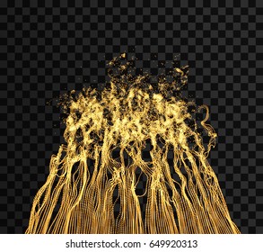 Array with dynamic emitted particles. Water splash imitation. Abstract background. Vector illustration.