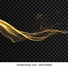 Array with dynamic emitted particles. Water splash imitation. Abstract background. Vector illustration.