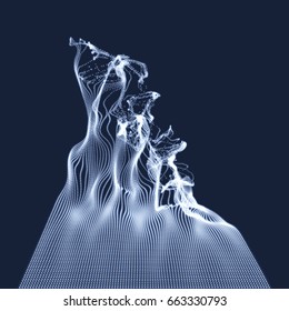 Array with Dynamic Emitted Particles. Water Splash Imitation. Abstract Background. Vector Illustration. 